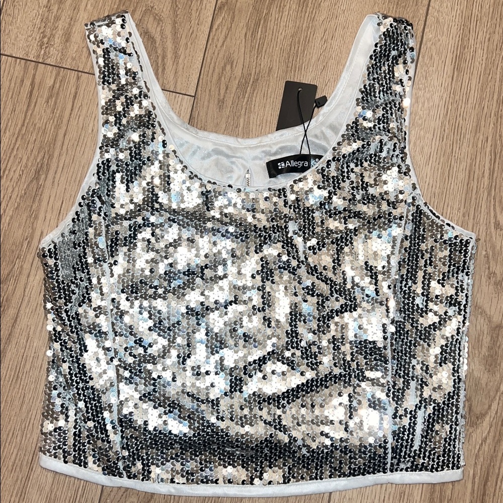 Silver Sequin crop tank